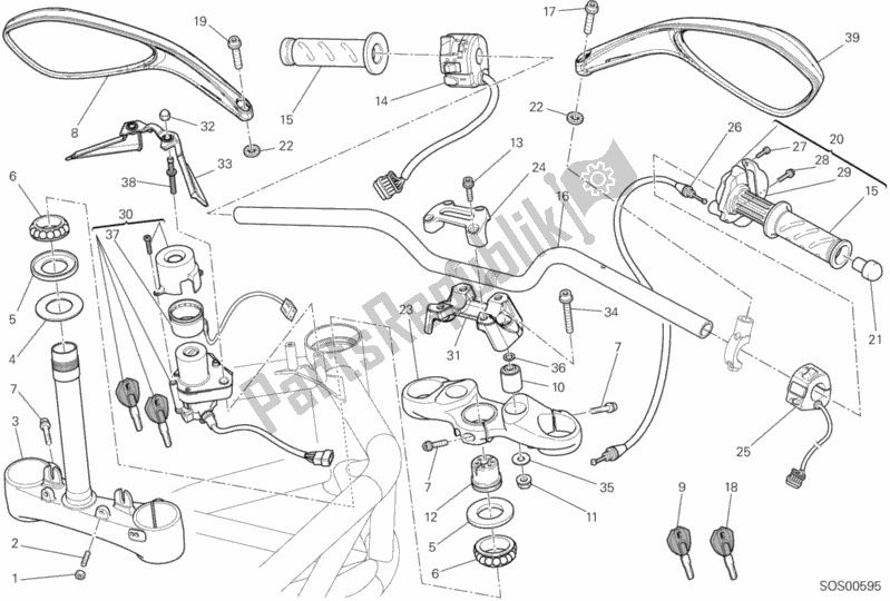 All parts for the Handlebar of the Ducati Monster 795 EU Thailand 2012